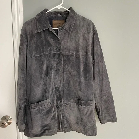 Vintage St John's Bay 100% Leather Gray Leather Jacket Unisex Size M - Picture 2 of 9